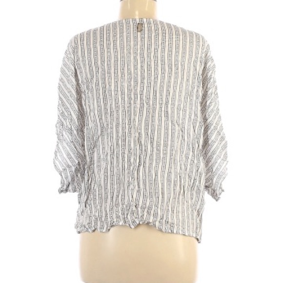 INDAH Venus Lace Up Crop Top White Nobel Stripe - Picture 6 of 6